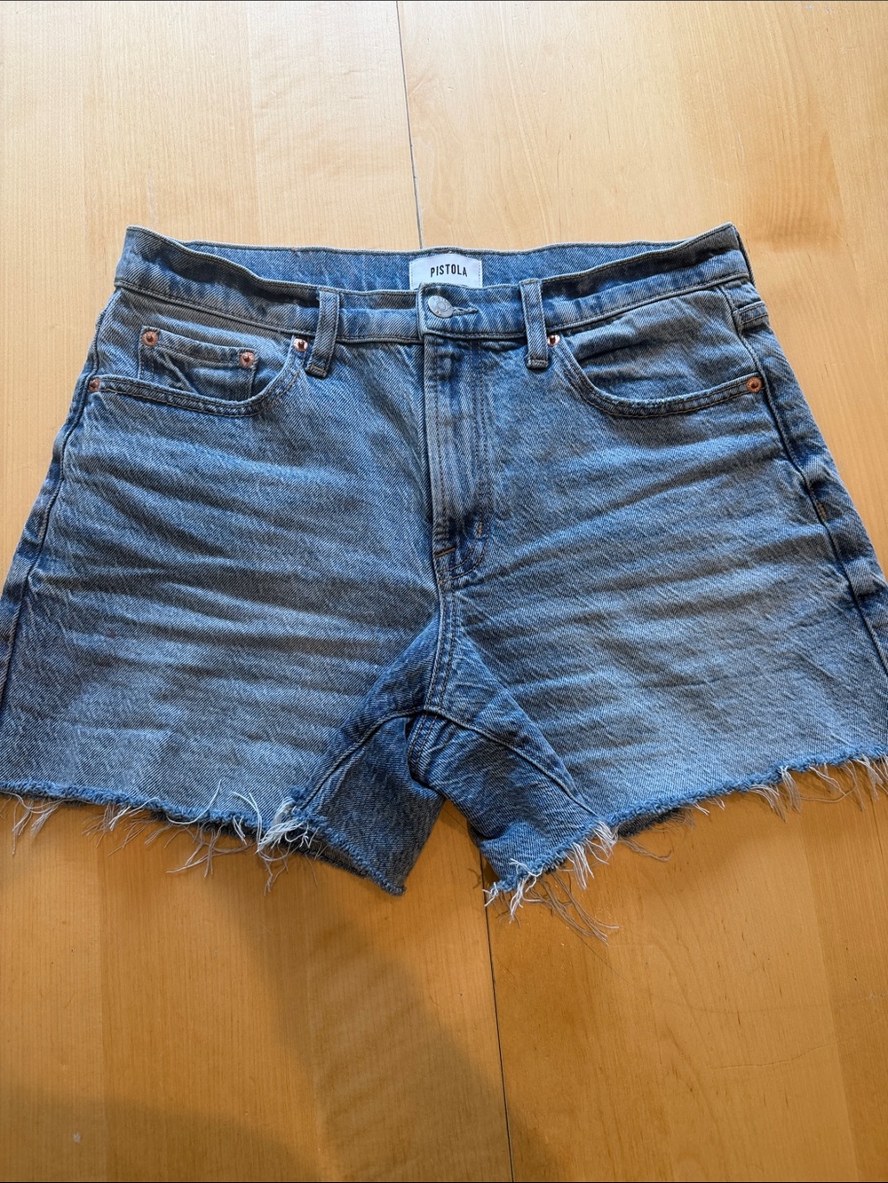 Pistola Medium Wash Low Slung Loose Fit Denim Shorts
